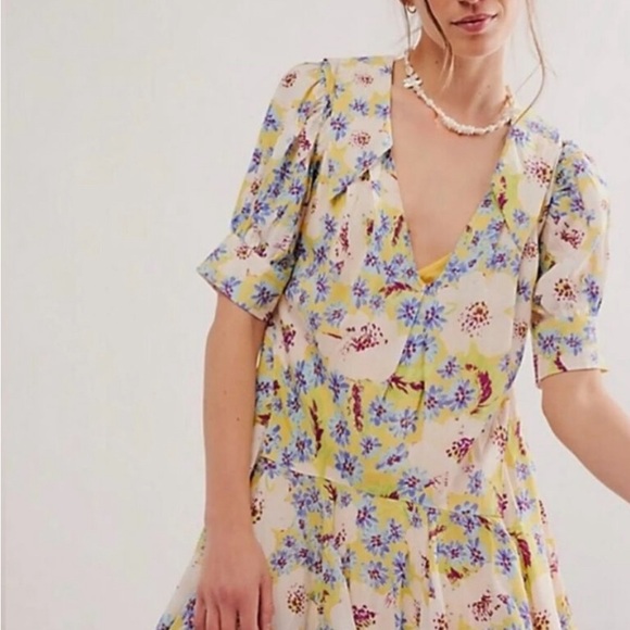 Free People Sugar Crush mini dress in lemon combo❤️ - Picture 2 of 7